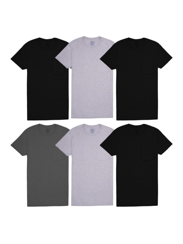 Fruit of the Loom Men's Eversoft Pocket T-Shirt Undershirts, 6-Pack