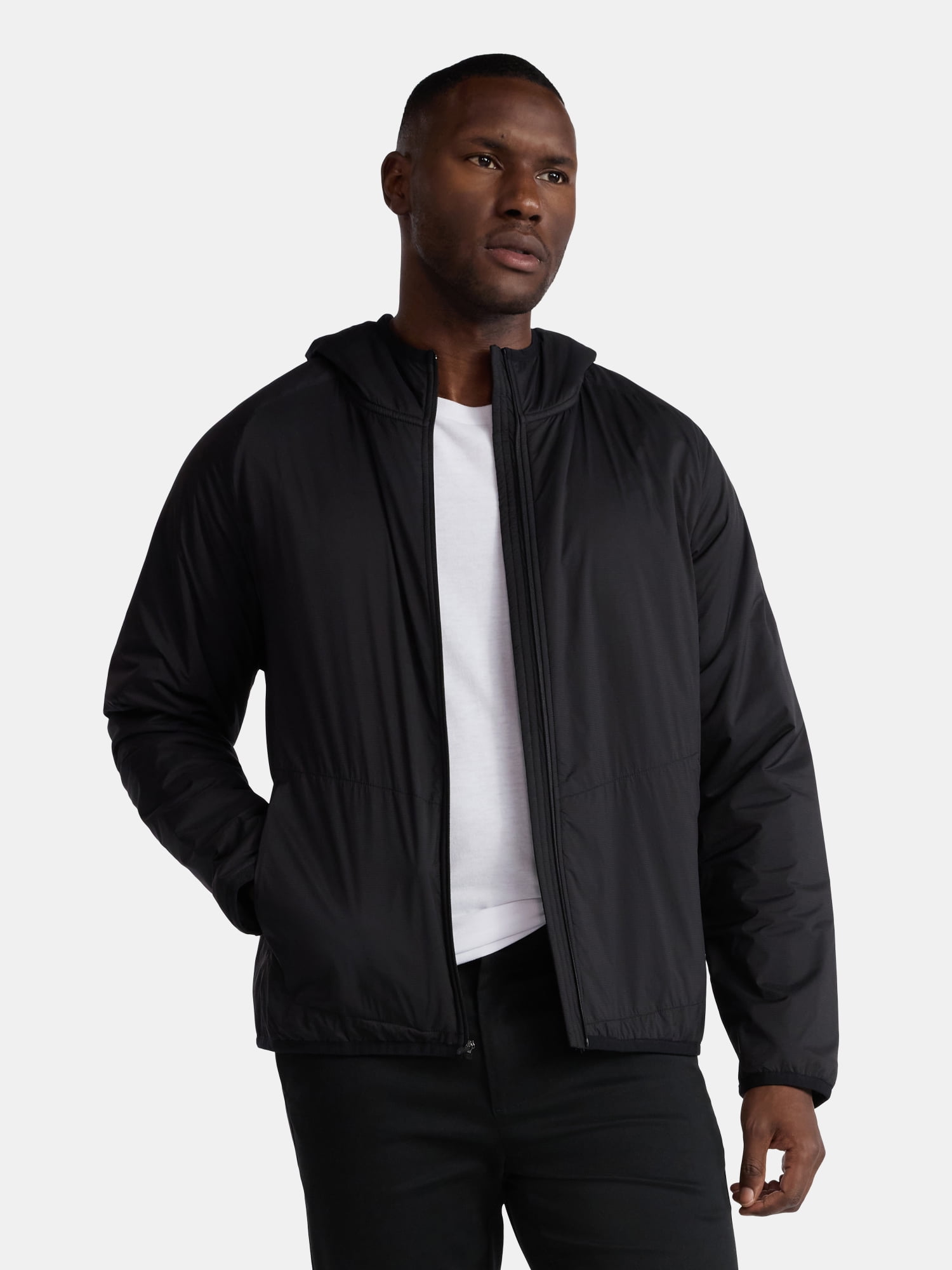 George Men's and Big Men's Lightweight Insulated Hooded Nylon Jacket, Sizes S-3XL