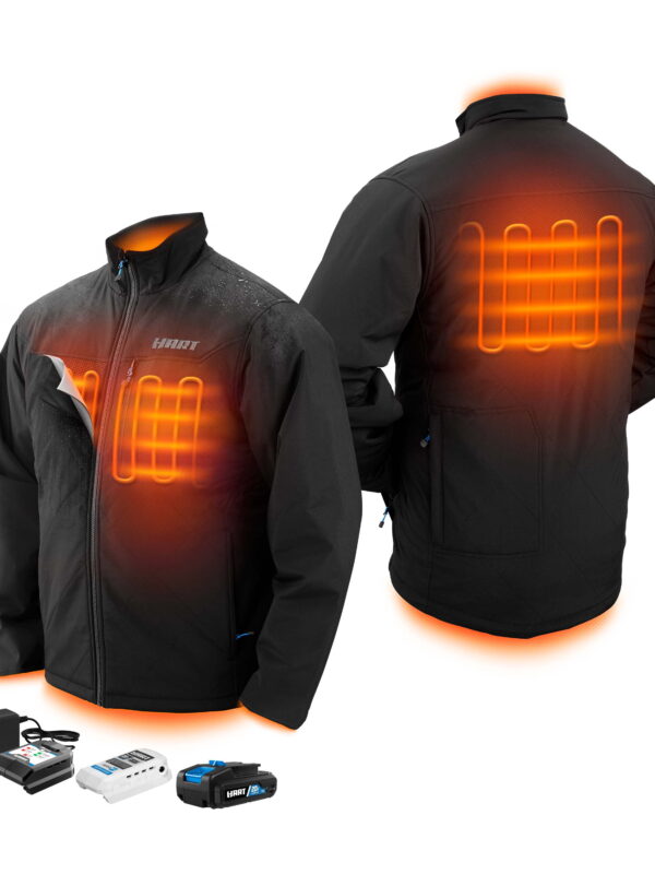 HART 20-Volt Heated Jacket Kit, Black, Male Medium, (1) 1.5Ah Lithium-Ion Battery