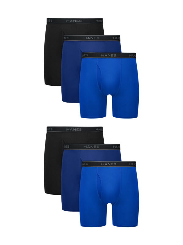 Hanes Men’s Performance Boxer Brief Underwear Pack, Stretch, Assorted, 6-Pack