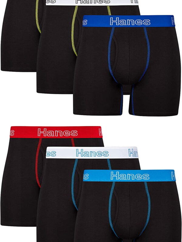 Hanes Men's Underwear Boxer Briefs, Cotton Stretch Moisture-Wicking Underwear, 6 Pack