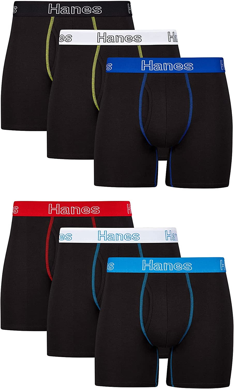 Hanes Men's Underwear Boxer Briefs, Cotton Stretch Moisture-Wicking Underwear, 6 Pack