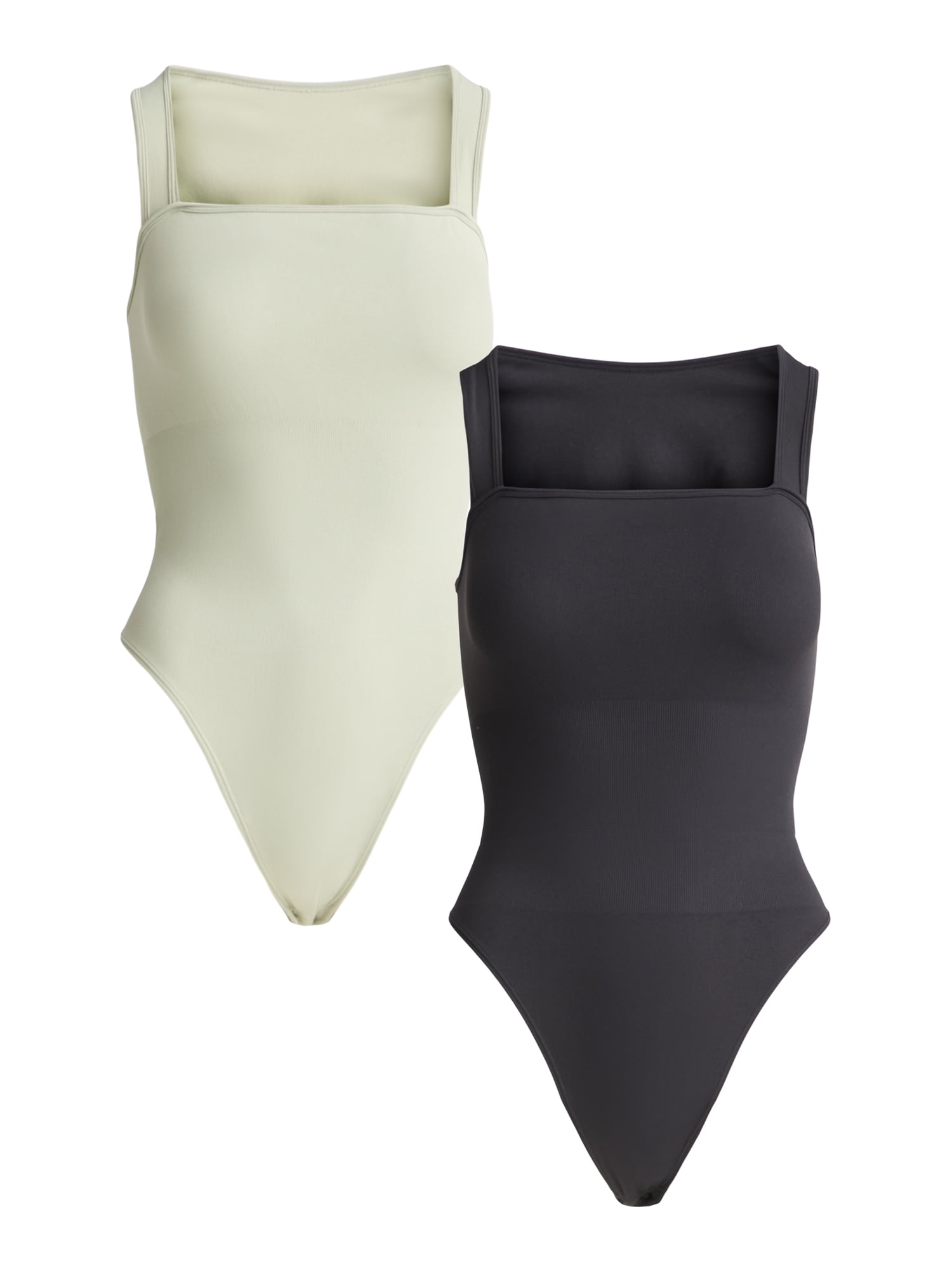 Joyspun Women's Slimming Seamless Sleeveless Bodysuit, 2-Pack, Sizes S-3X