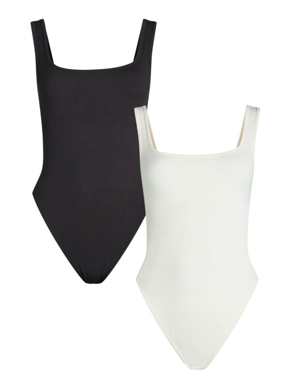 Joyspun Women's Seamless Slimming Square Neck Tank Bodysuit, 2-Pack, Sizes S-3XL