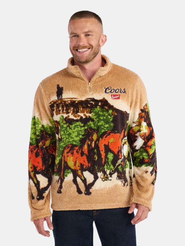 Coors Men's and Big Men's Scenic Print Fleece Quarter Zip Jacket, Sizes XS-3XL