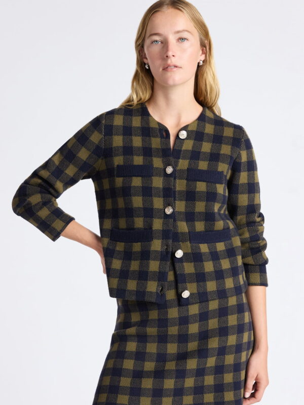 Free Assembly Women's Plaid Cardigan Sweater with Double Welt Pockets, Midweight, Sizes XS-XXL