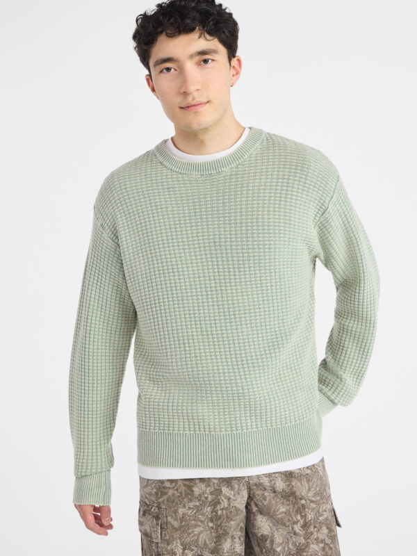 No Boundaries Men's & Big Men's Thermal Stitch Crewneck Sweater, Midweight, Sizes XS-3XL