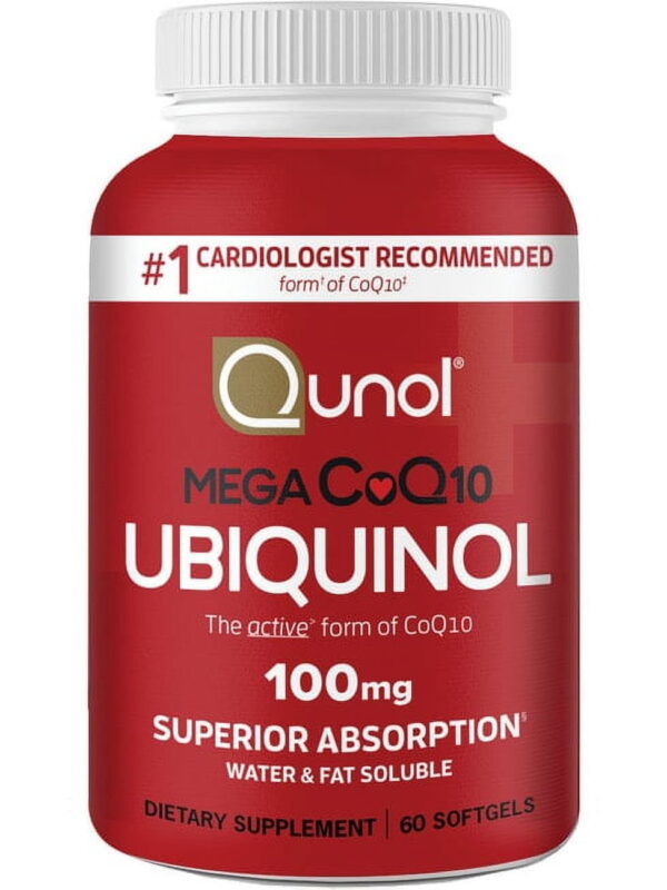 Qunol Mega Ubiquinol CoQ10 Softgels, 100mg, Antioxidant Supplement for Heart Health, 60 Count