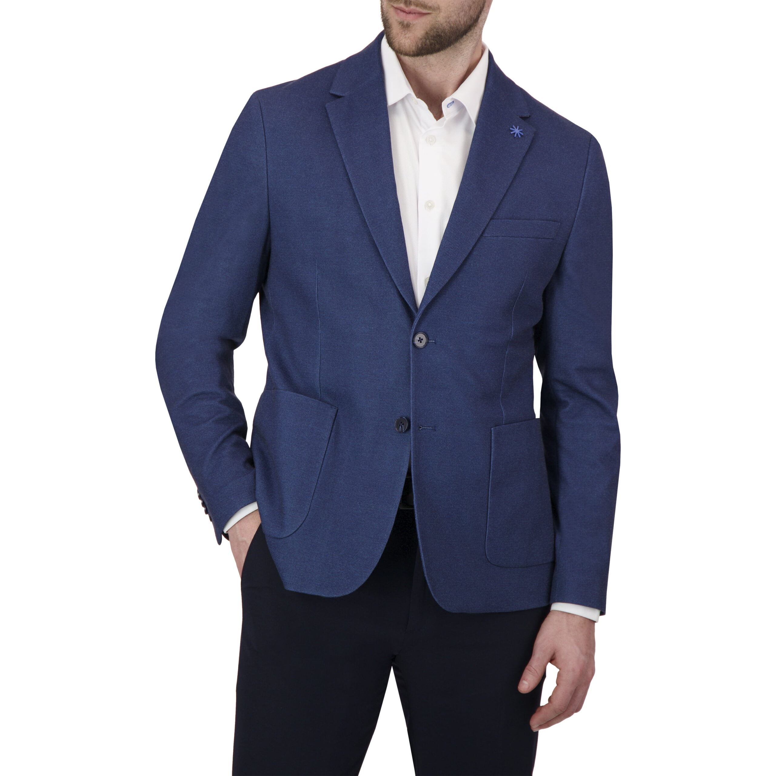 Report Collection Notch Collar Fully Lined Patch Pocket Knit Men's Jacket