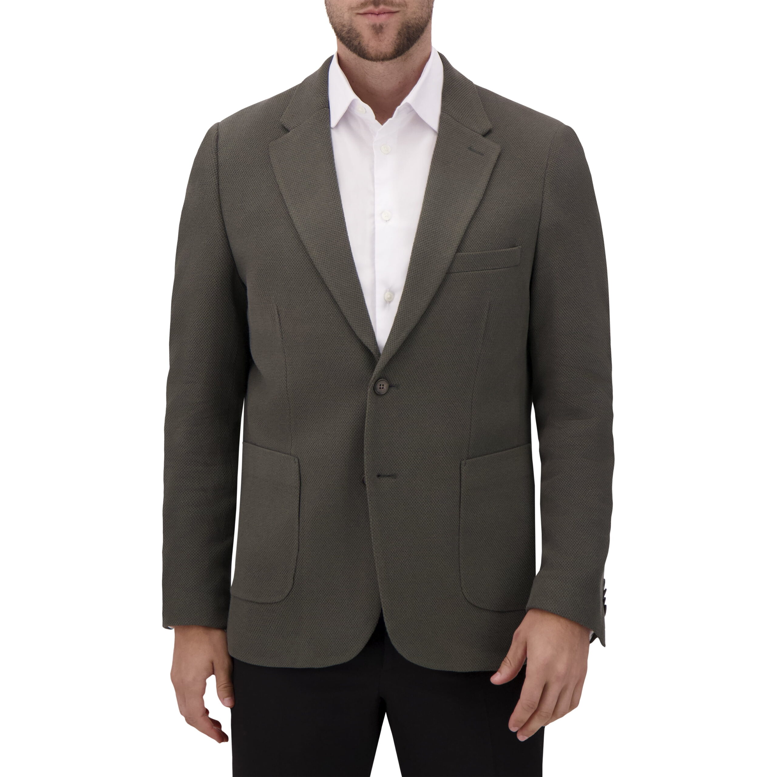 Report Collection Notch Collar Fully Lined Patch Pocket Knit Men's Jacket