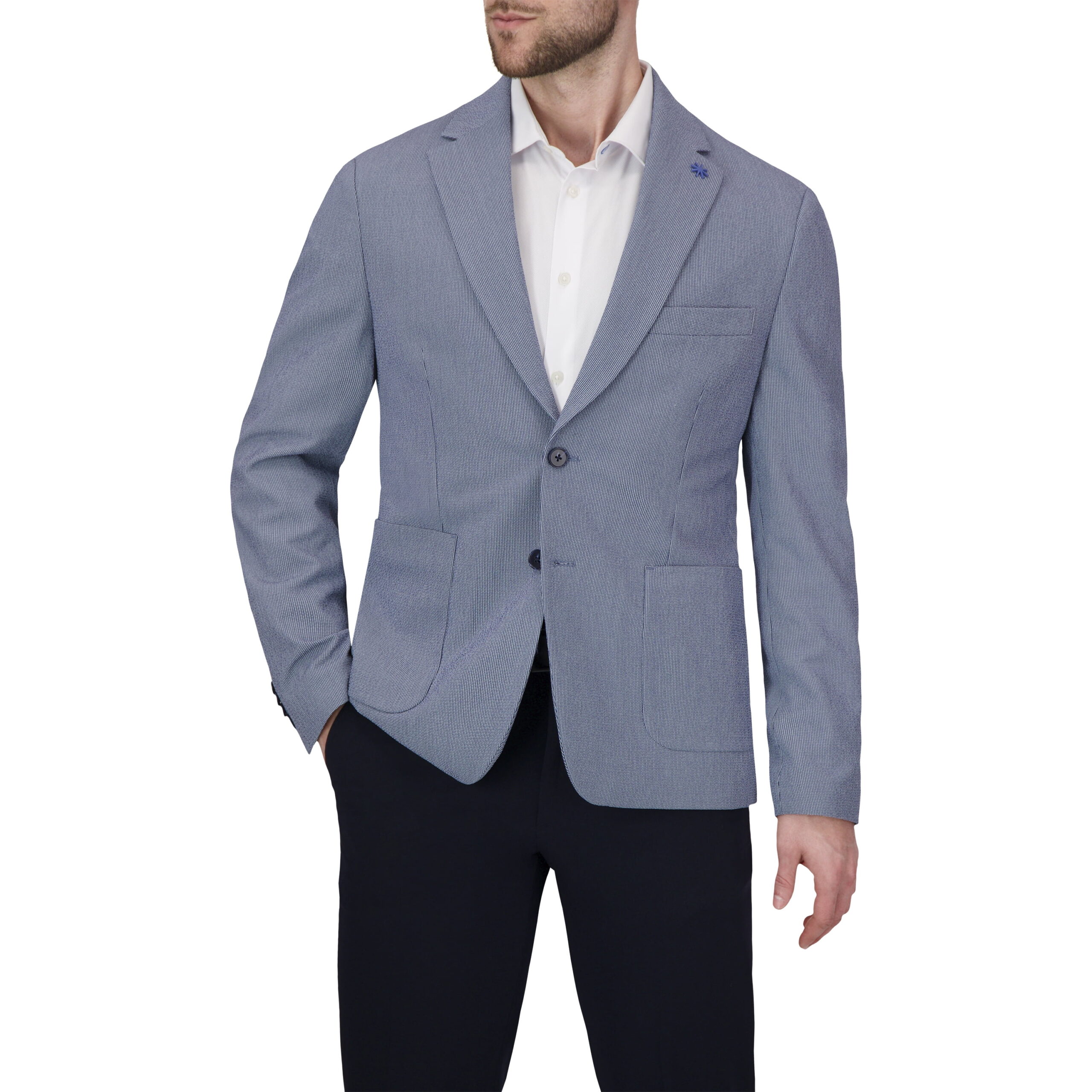 Report Collection Single Breast Full Lined Patch Pocket Seersucker Men's Jacket