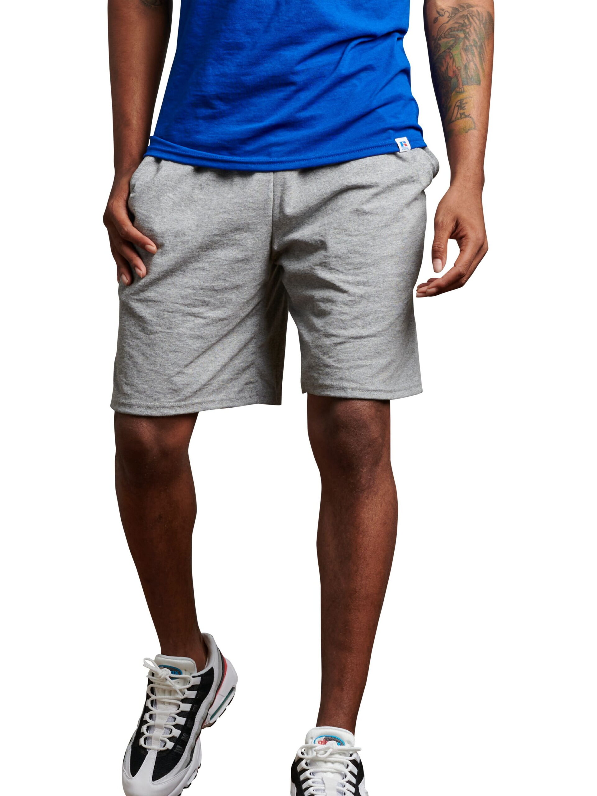 Russell Athletic Men's and Big Men's 9-10" Cotton Shorts with Pockets and Adjustable Waist, Sizes S-4XL