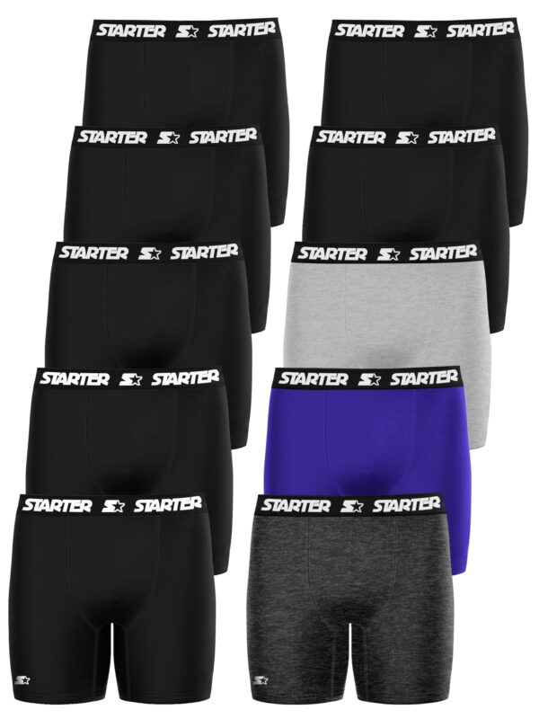 Starter Mens Boxer Briefs Active Performance Breathable Underwear for Men, Pack A 10-Pack