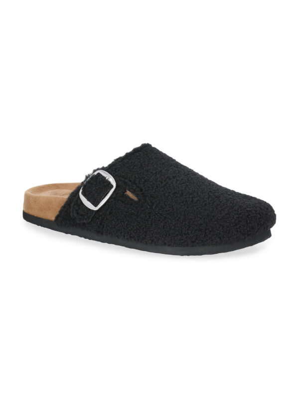 Time and Tru Women's Faux Shearling Buckle Clogs