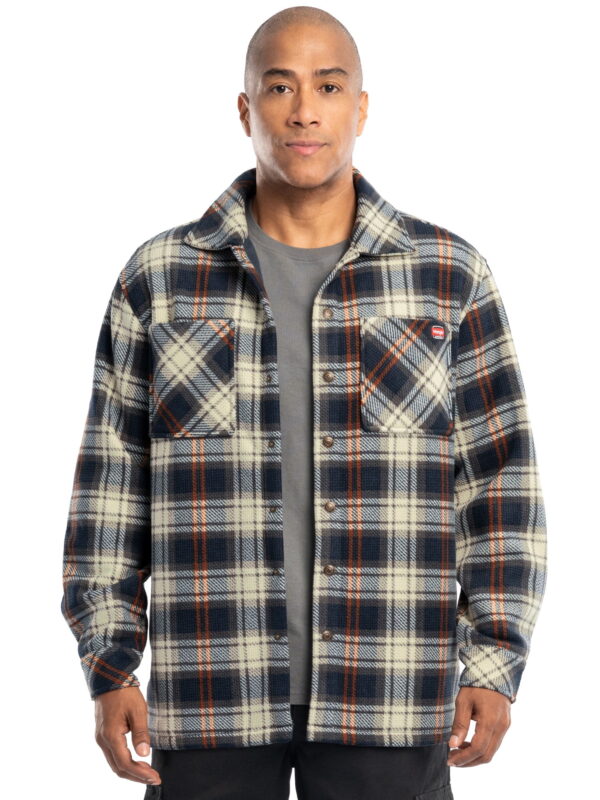 Wrangler Workwear Men's Button-up Bonded Flannel Texture Long Sleeve Overshirt, Size S-3XL