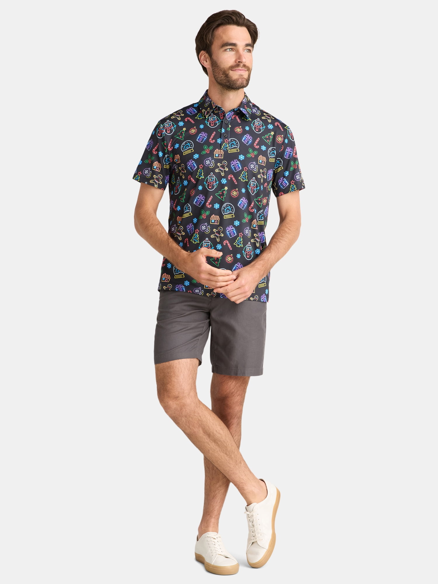 Birdie Bound Men's Christmas Holiday Print Golf Polo Shirt, Sizes S-3XL - Image 2