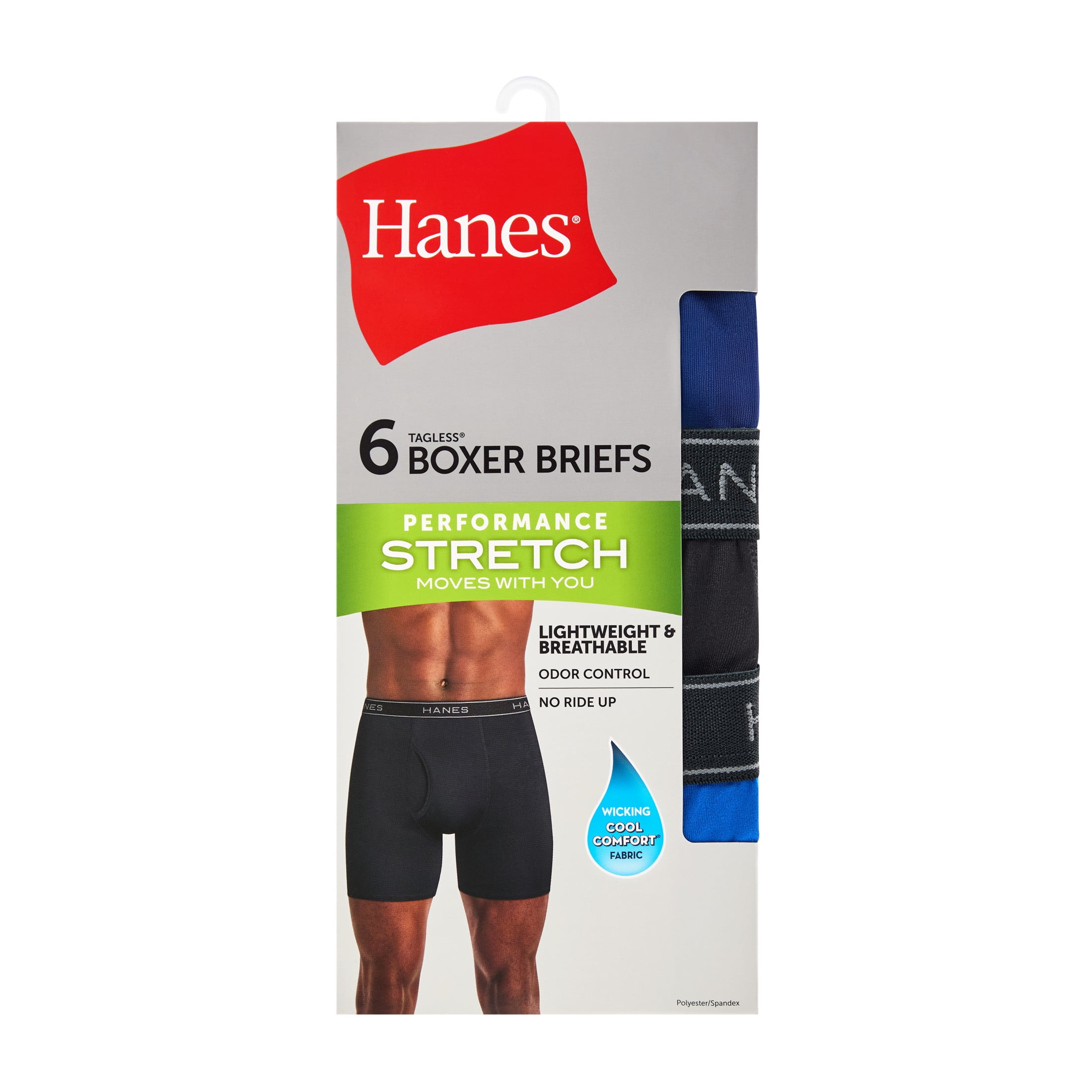 Hanes Men’s Performance Boxer Brief Underwear Pack, Stretch, Assorted, 6-Pack - Image 2