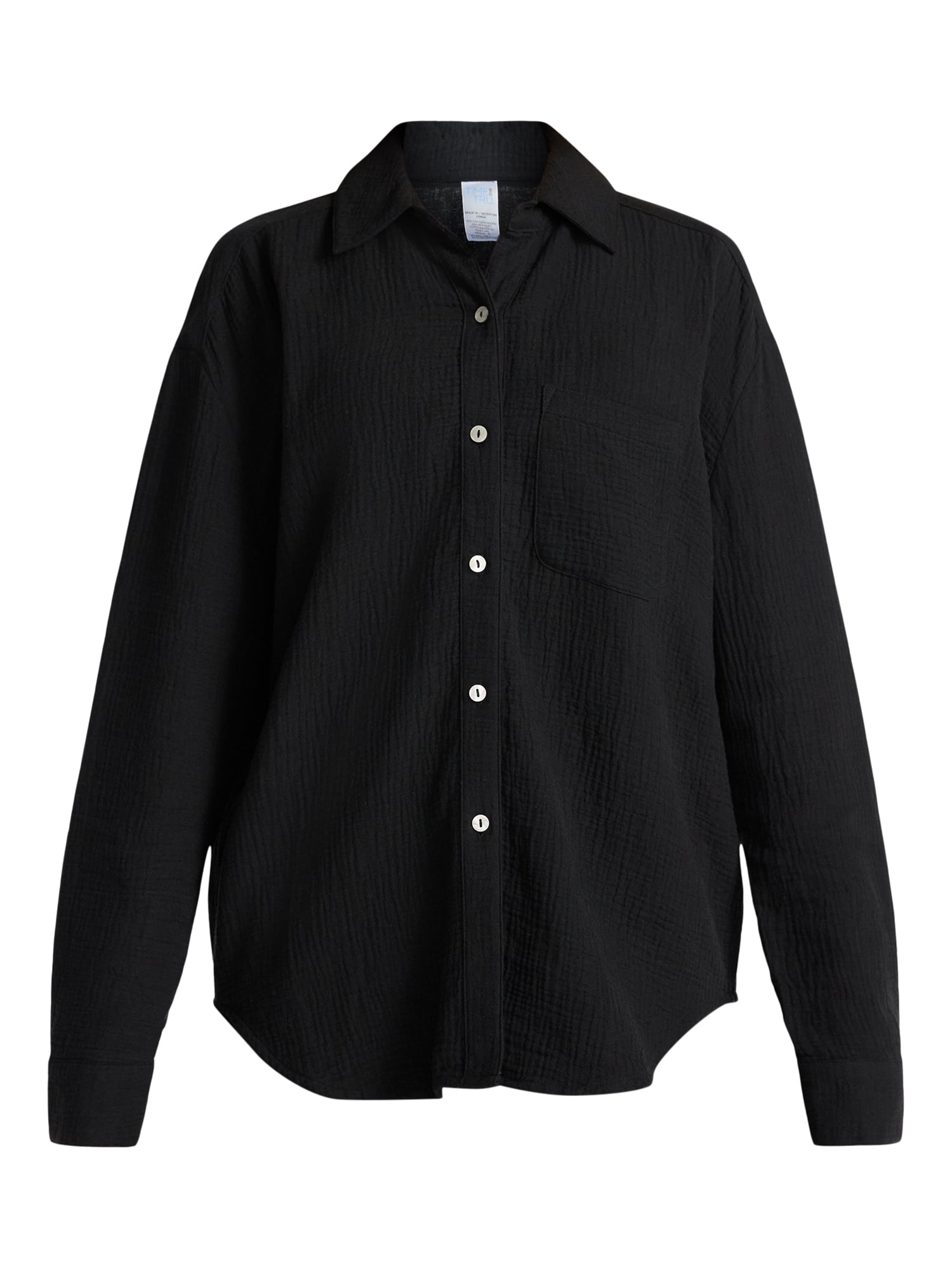 Time and Tru Women's and Women's Plus Cotton Button Up Coverup Shirt, Sizes XS-3X - Image 5