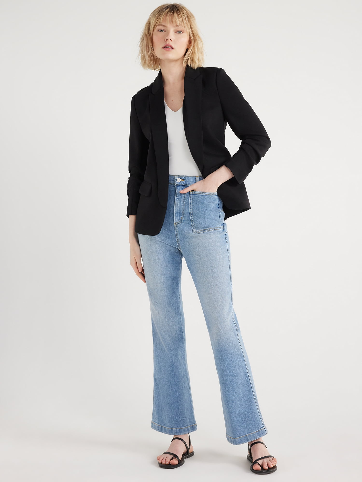 Scoop Women's and Women’s Plus Ultimate ScubaKnit Relaxed Blazer with Scrunch Sleeves, Sizes XS-4X - Image 5