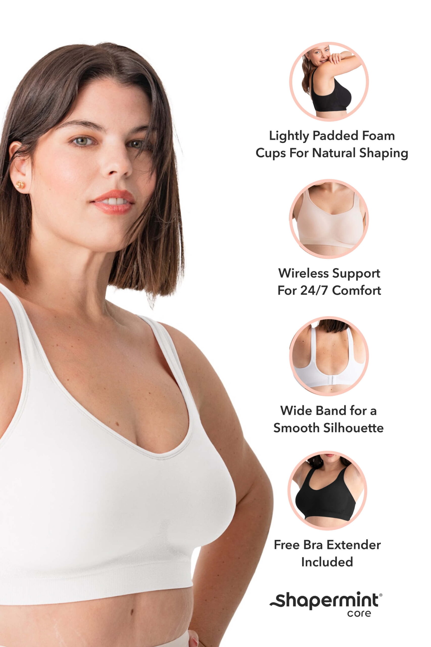 Shapermint Core Wireless Shaper Bra for Women – Comfortable Support with Adjustable Fit, Sizes S to 4XL - Image 2