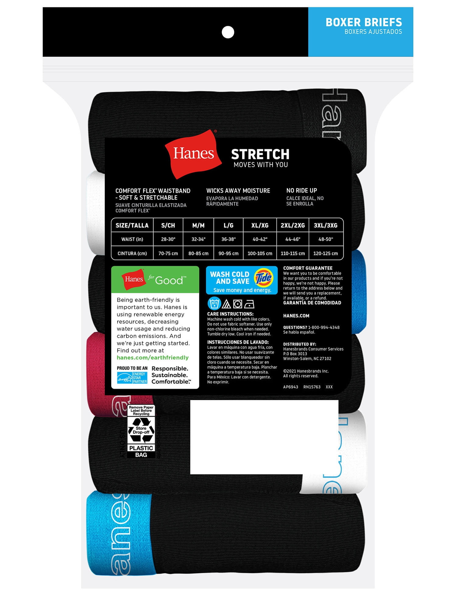 Hanes Men's Underwear Boxer Briefs, Cotton Stretch Moisture-Wicking Underwear, 6 Pack - Image 3