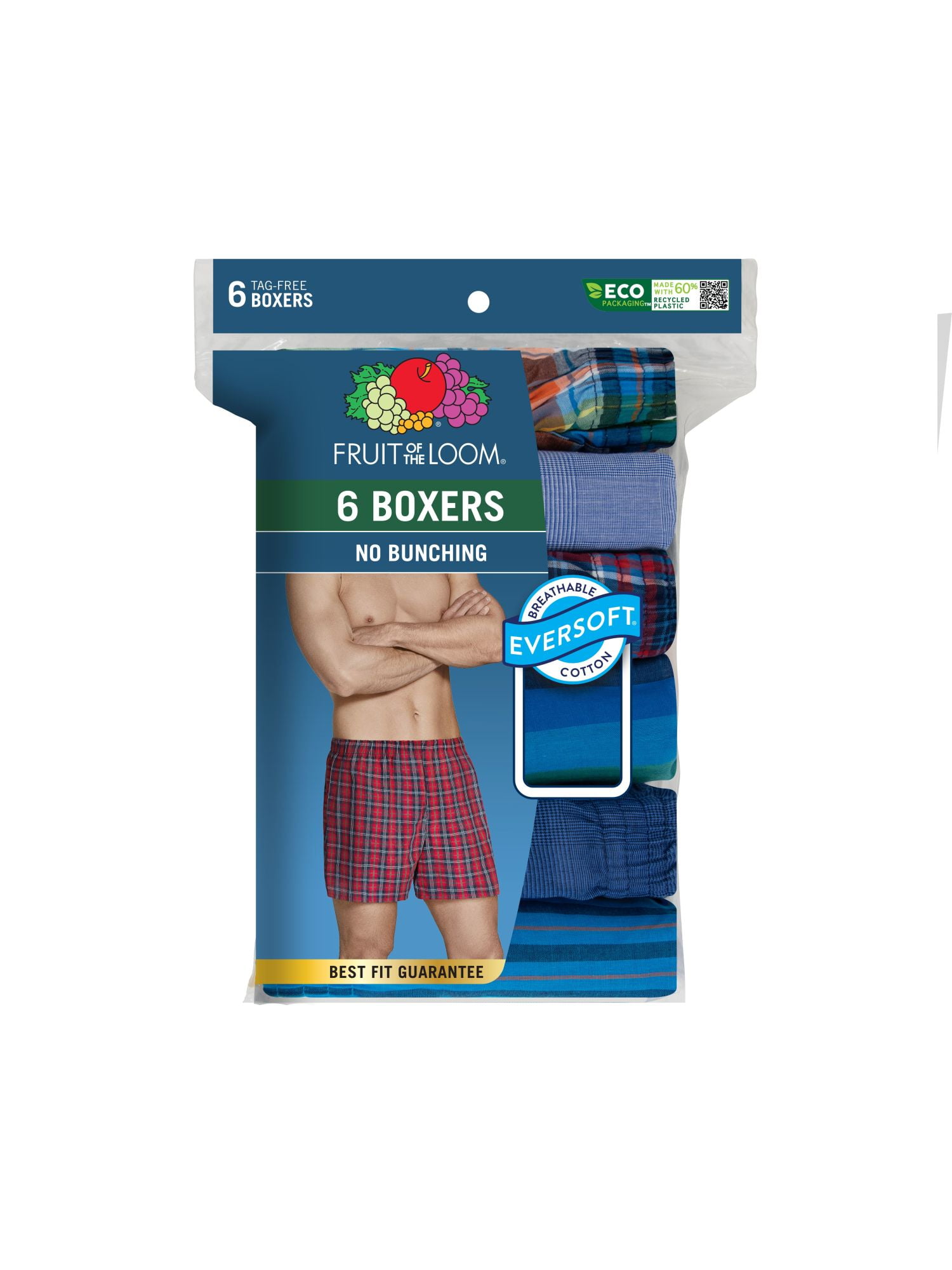 Fruit of the Loom Men's Boxers - Relaxed Fit, Soft Woven Cotton Blend Underwear, 6-Pack - Image 3