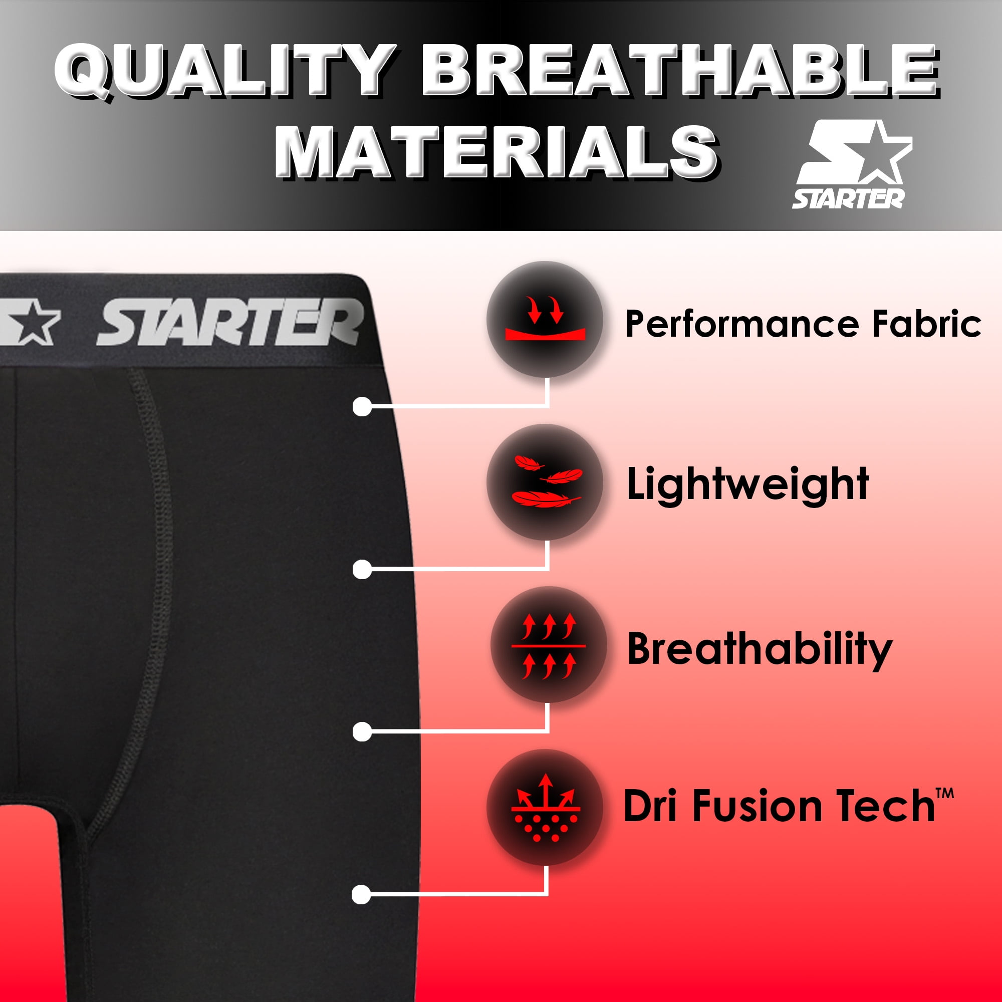 Starter Mens Boxer Briefs Active Performance Breathable Underwear for Men, Pack A 10-Pack - Image 3