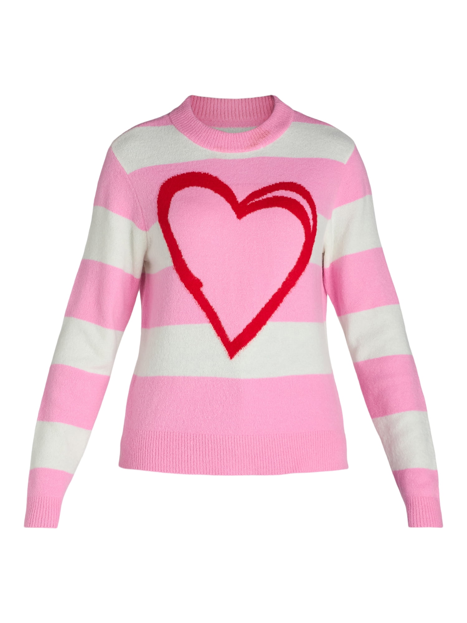 99 Jane Street Women’s and Women's Plus Striped Sweater with Heart Design, Sizes XS-4X - Image 5