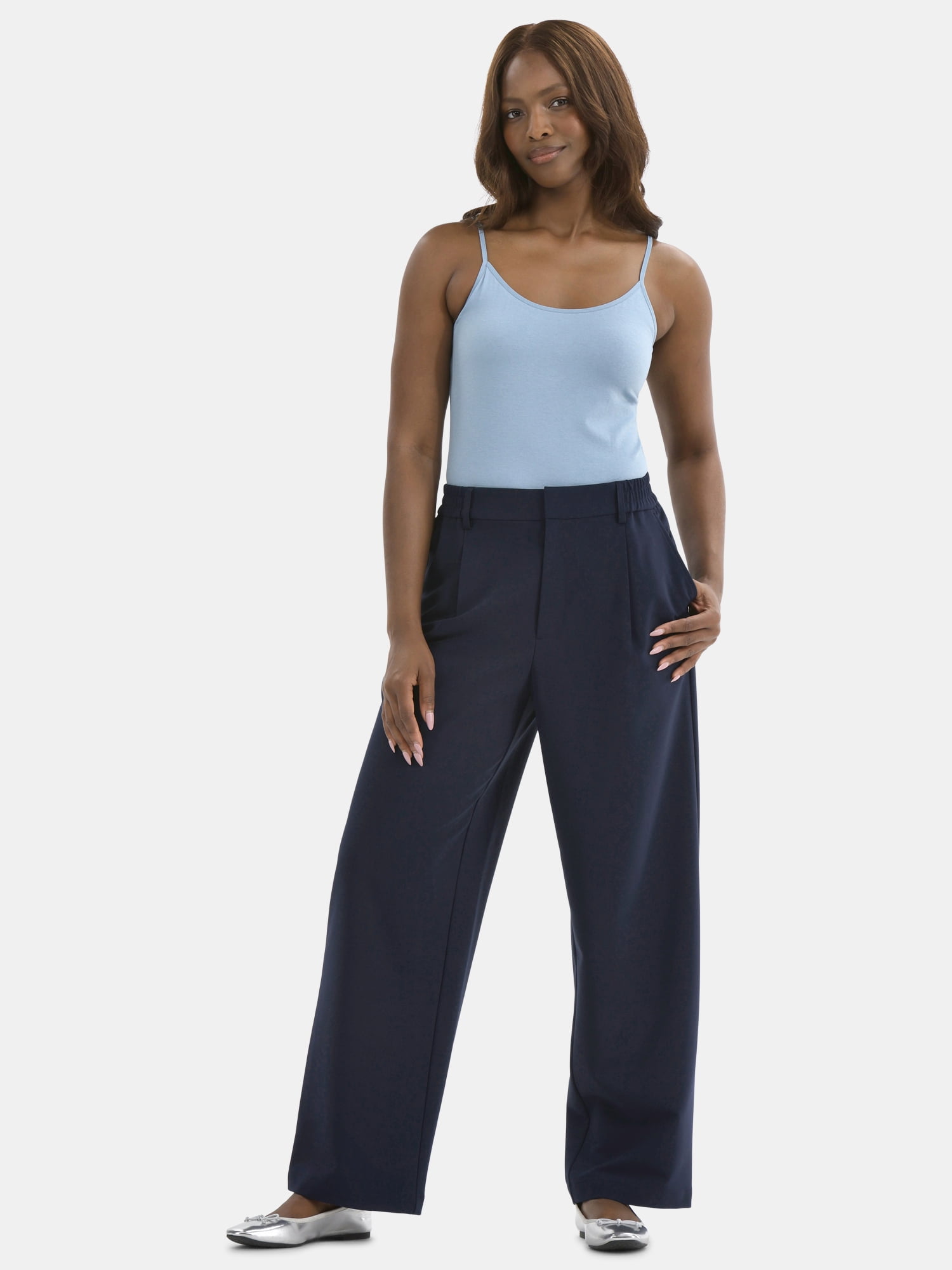 Time and Tru Women's Slouchy Tailored Pants, 30" Inseam, Sizes 0-18 - Image 2