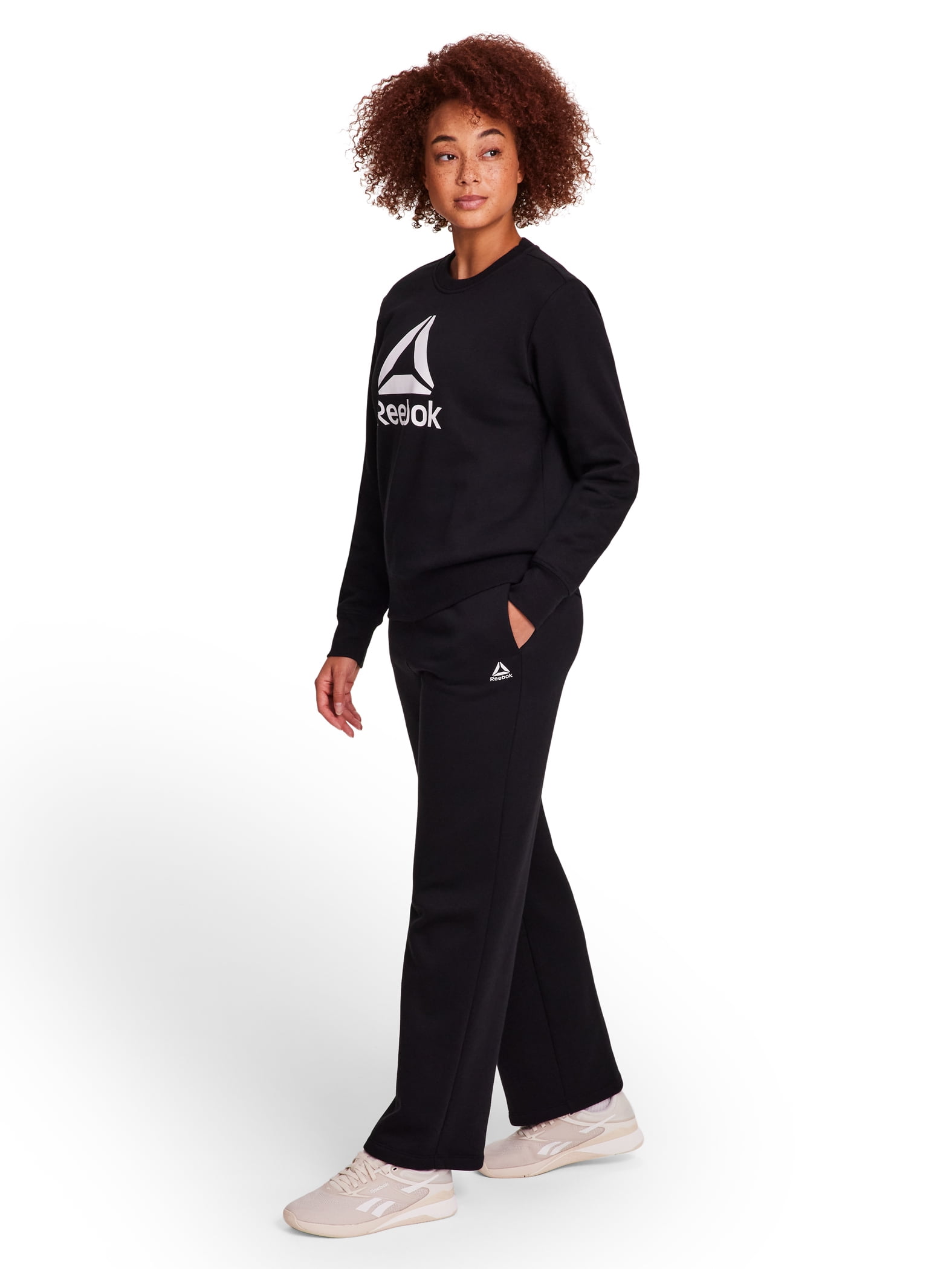 Reebok Women's and Women's Plus Sport Core Crewneck and Straight Leg Pant 2-Piece Set, Sizes XS-4X - Image 3