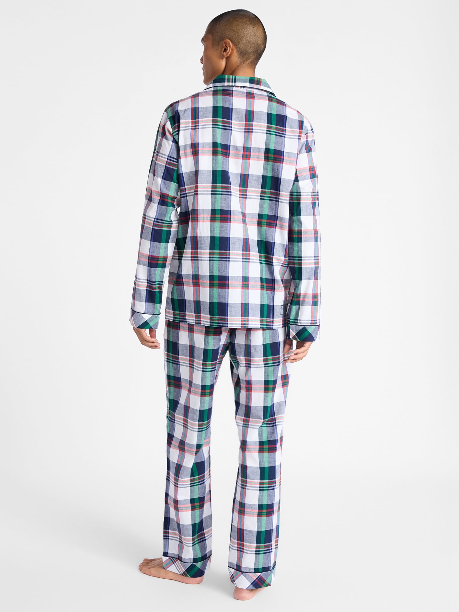 Free Assembly Matching Family Pajamas Men's Cotton Plaid Notch Collar Top and Pants Gift Set, 2-Piece, Sizes XS-3X - Image 4