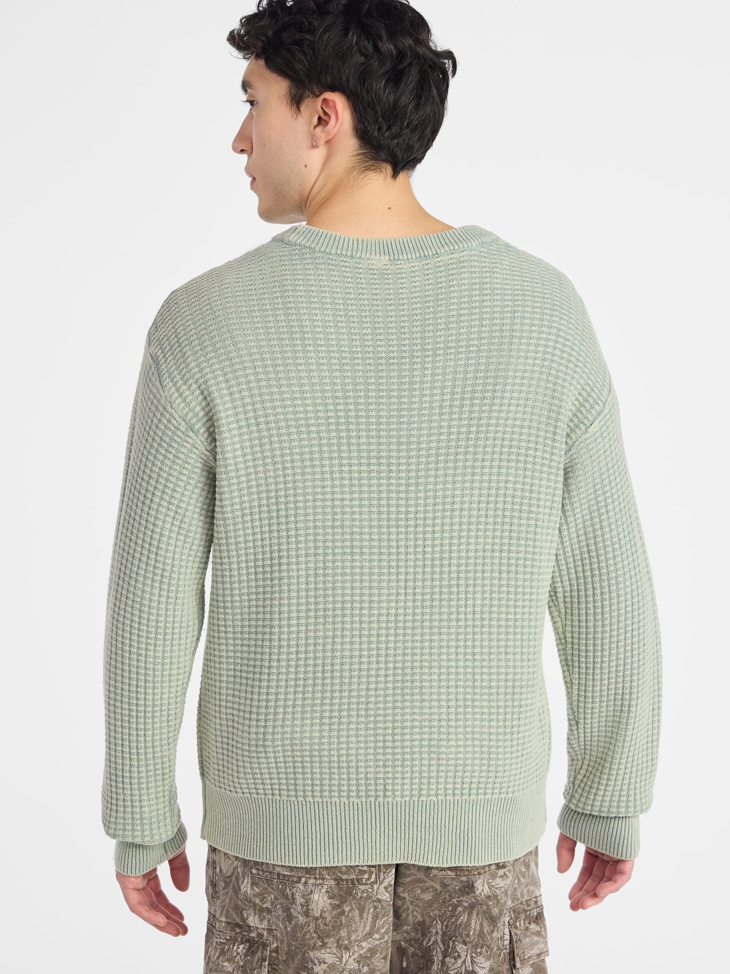No Boundaries Men's & Big Men's Thermal Stitch Crewneck Sweater, Midweight, Sizes XS-3XL - Image 3