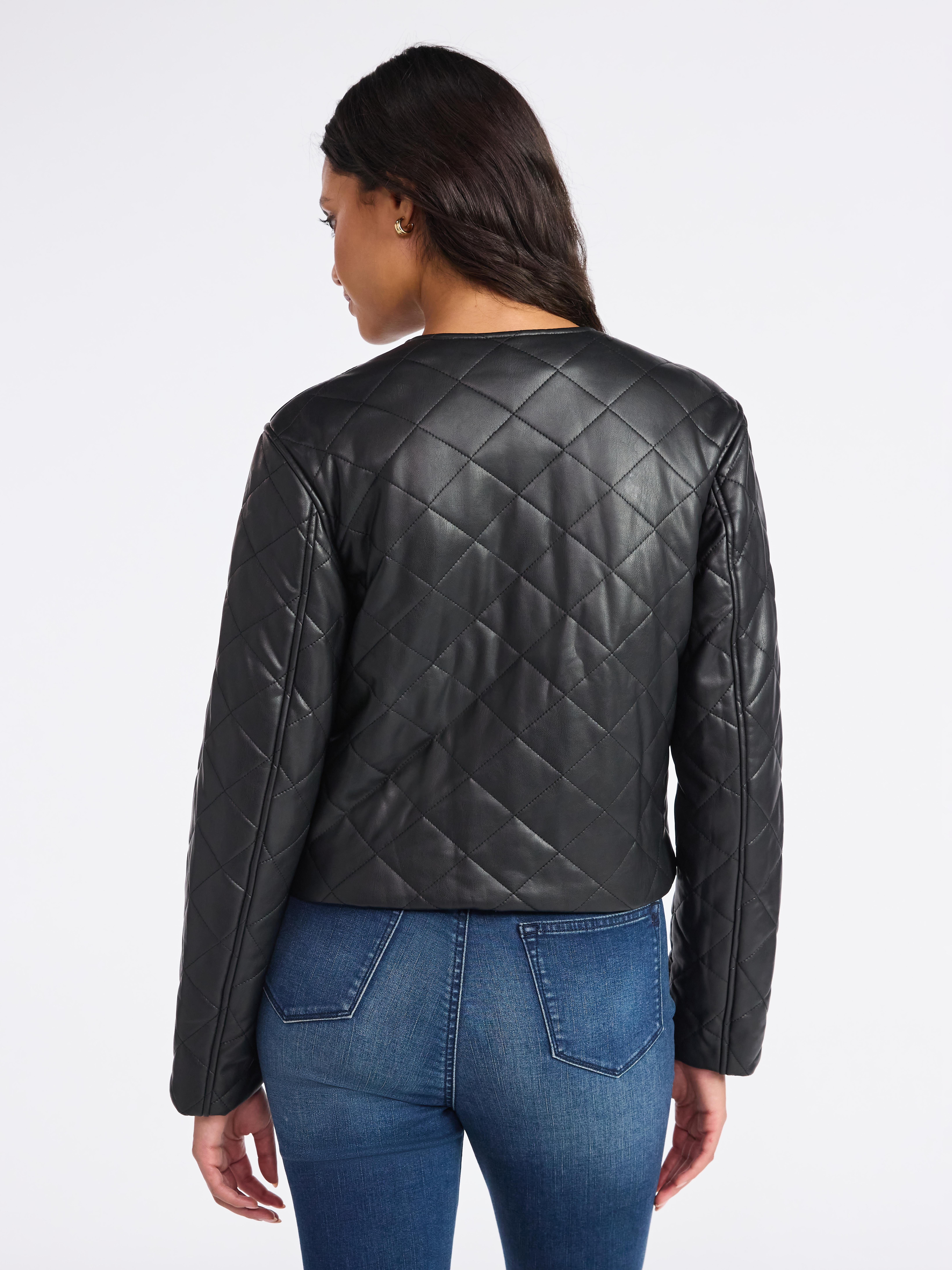 Sofia by Sofia Vergara Women's Faux Leather Quilted Jacket, Sizes XS-XXL - Image 4