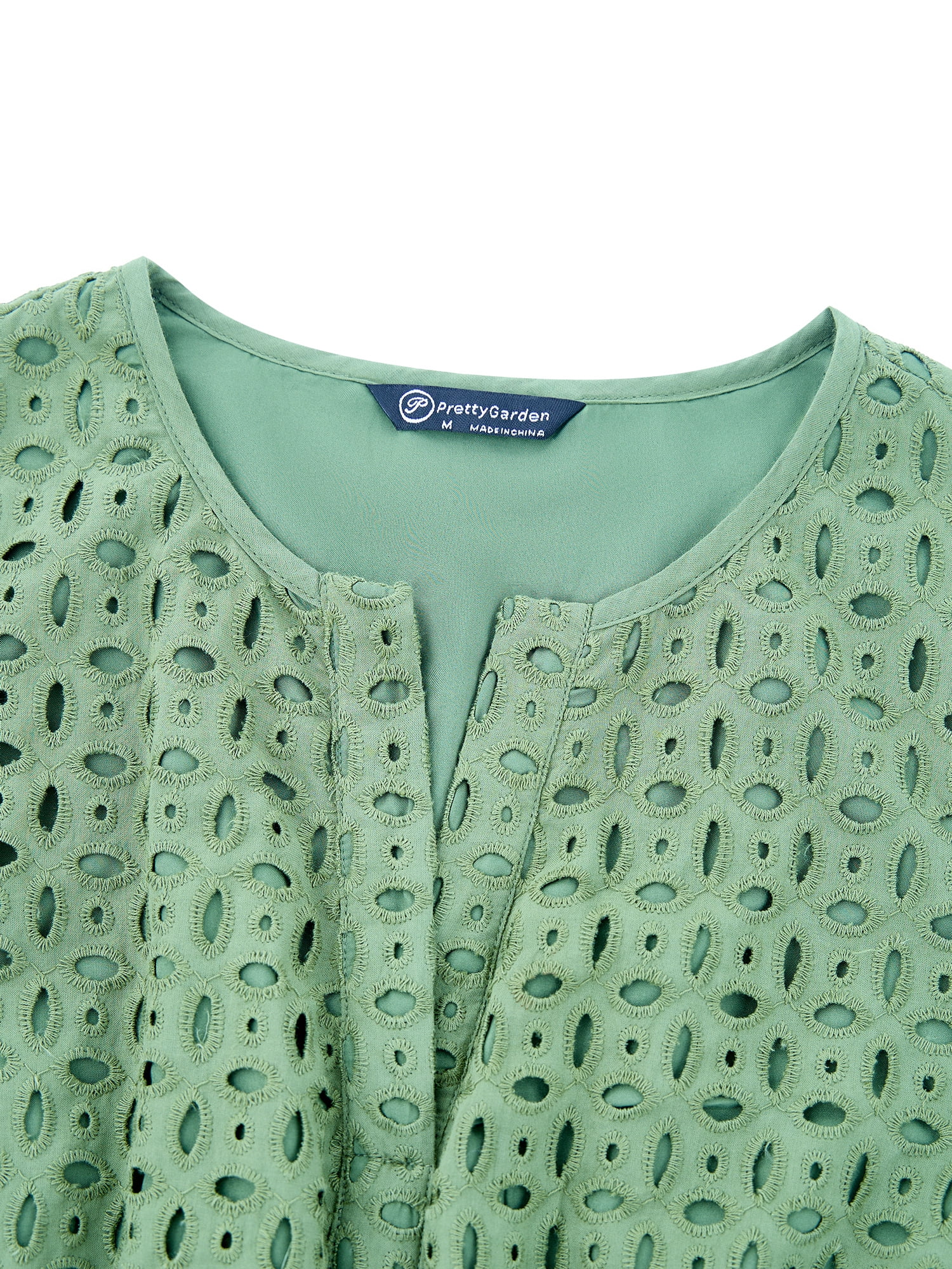 PRETTYGARDEN Women's Long Sleeve Eyelet Mini Dress, Sizes S-XXL - Image 4