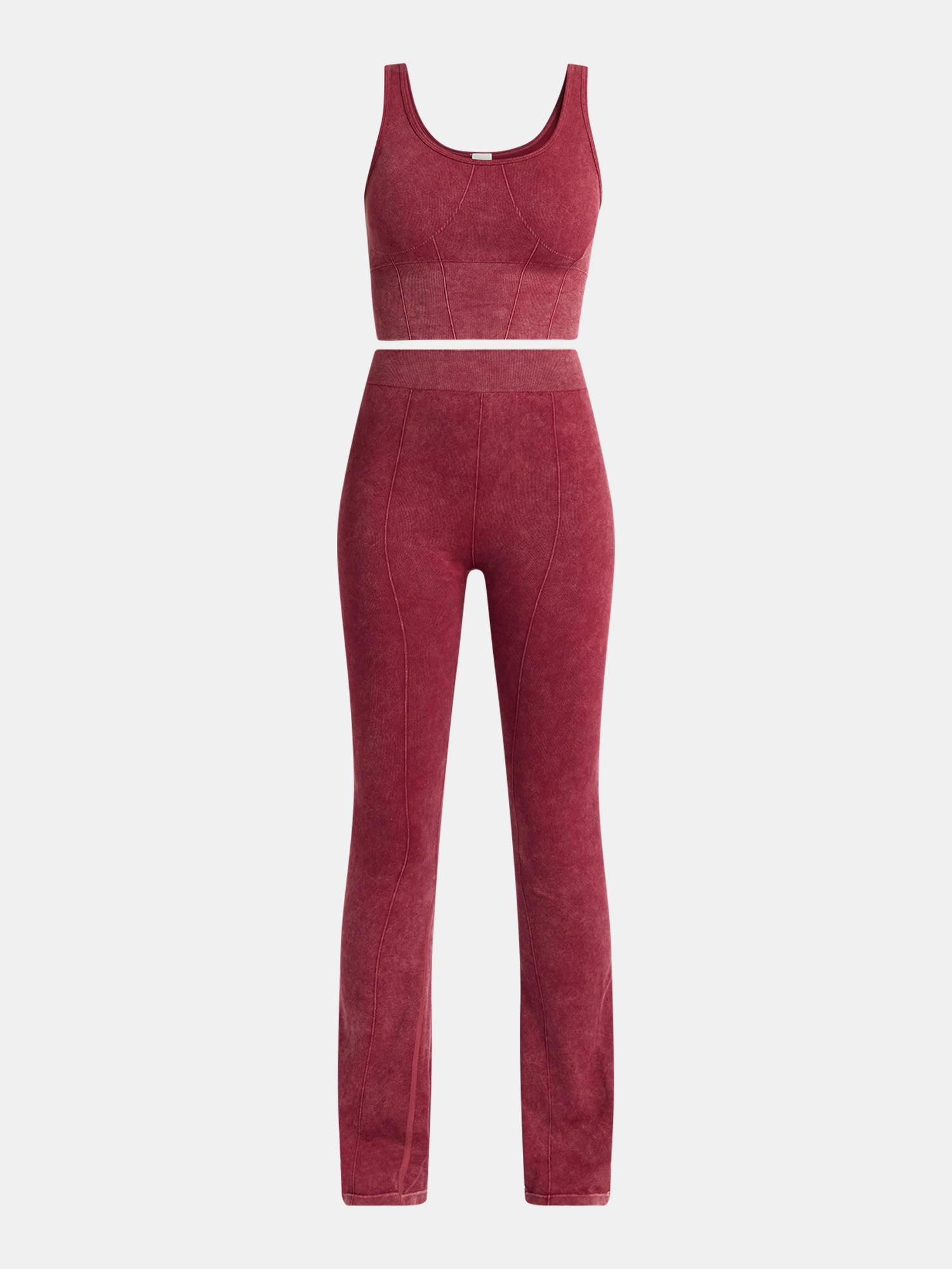 No Boundaries Seamless Scoop Cropped Tank and Flare Leggings Set, 2-Piece, Women’s - Image 4