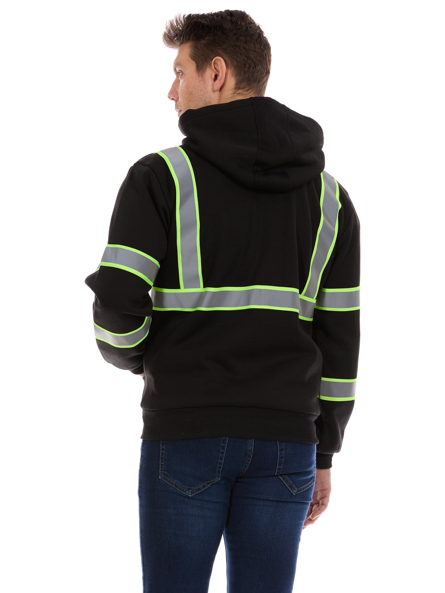 Bass Creek Outfitters Men's Fleece Hi Vis Full Zip up Work Hoodie, Sizes M-2XL - Image 2
