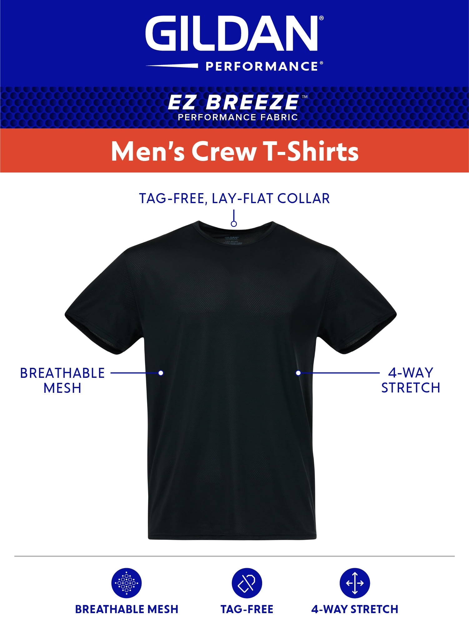 Gildan Men's Performance EZ Breeze Crew Tees, 6-Pack, Sizes S-2X - Image 3