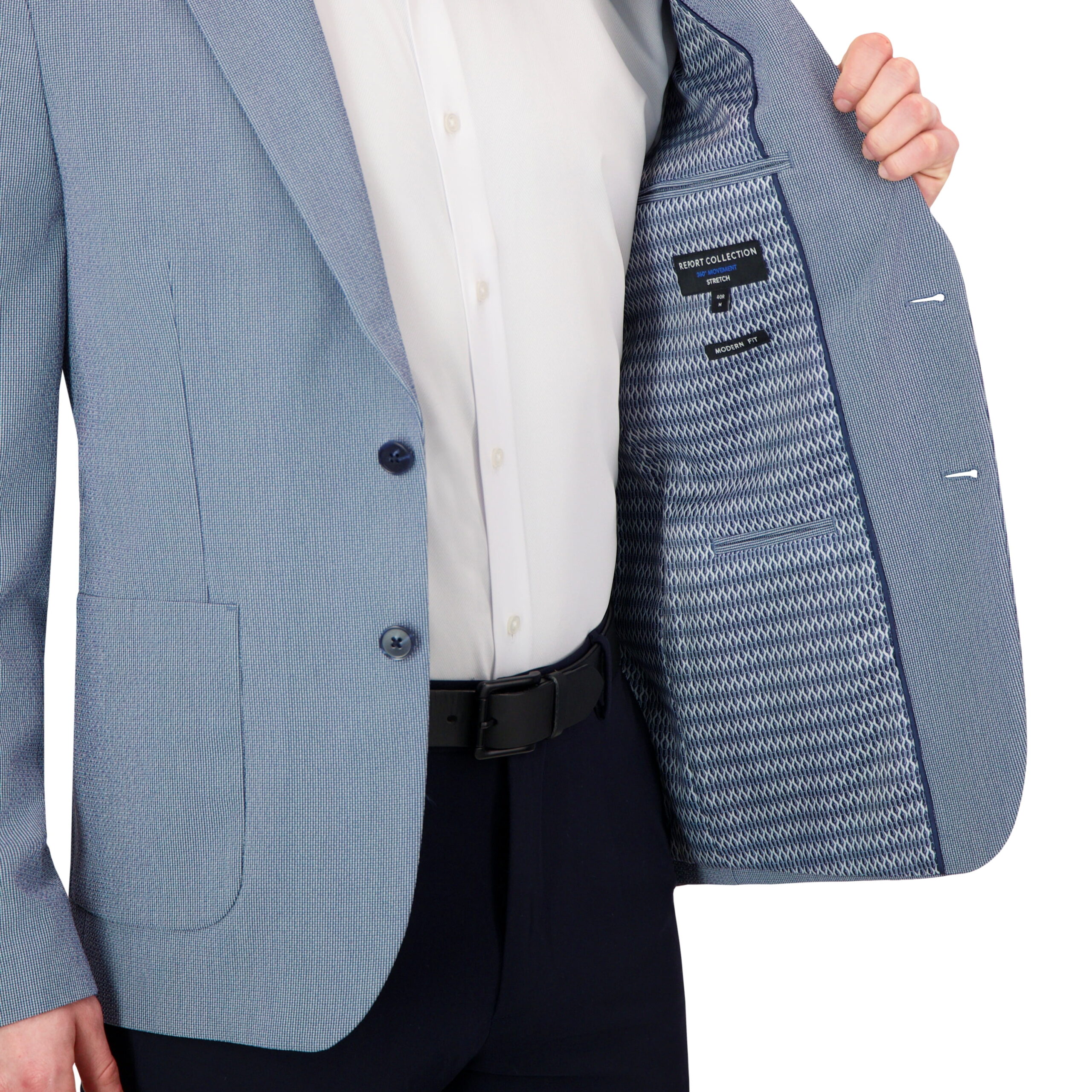 Report Collection Single Breast Full Lined Patch Pocket Seersucker Men's Jacket - Image 5