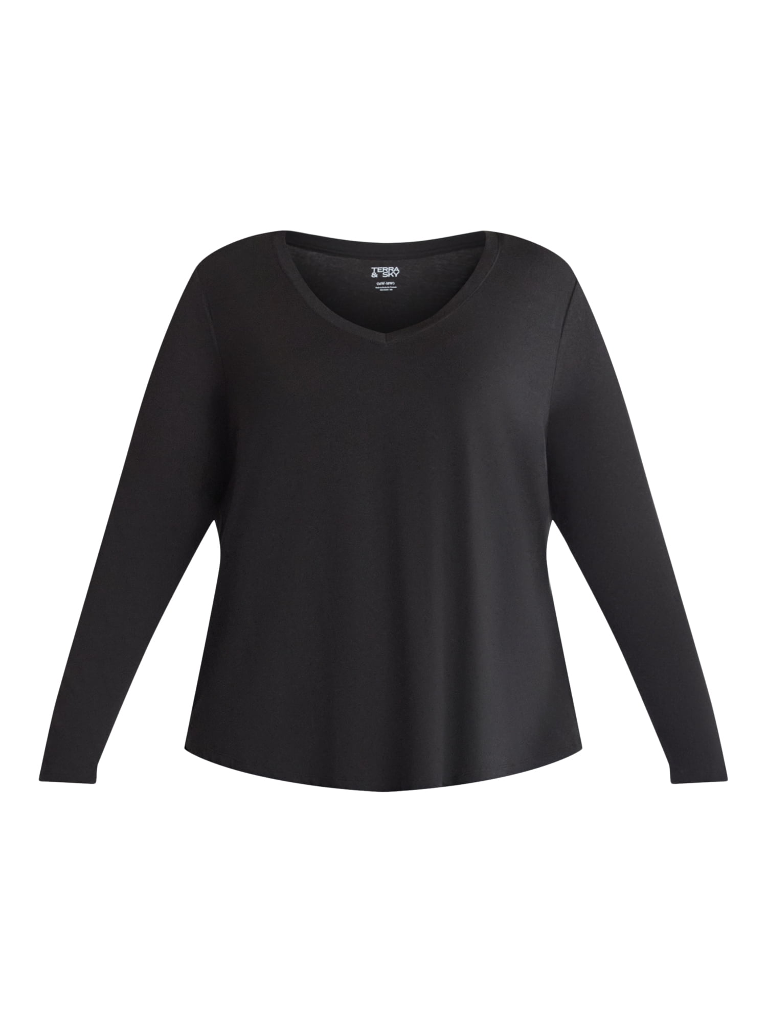 (3 Pack) Terra & Sky Women's Plus Size V-Neck Tee with Long Sleeves, Sizes 0X-5X - Image 6