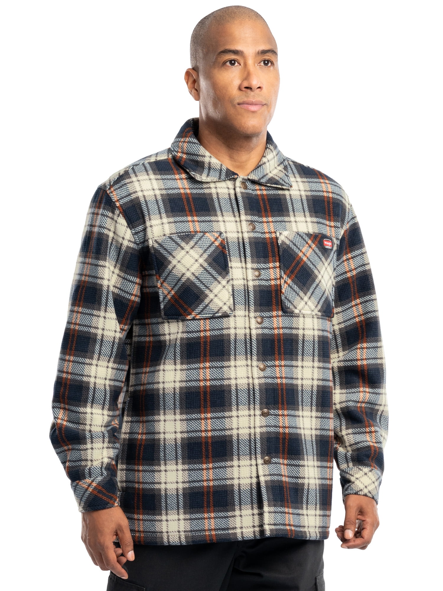 Wrangler Workwear Men's Button-up Bonded Flannel Texture Long Sleeve Overshirt, Size S-3XL - Image 3