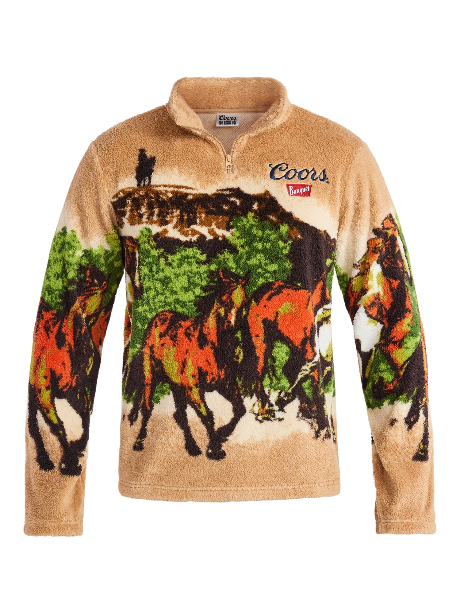 Coors Men's and Big Men's Scenic Print Fleece Quarter Zip Jacket, Sizes XS-3XL - Image 5